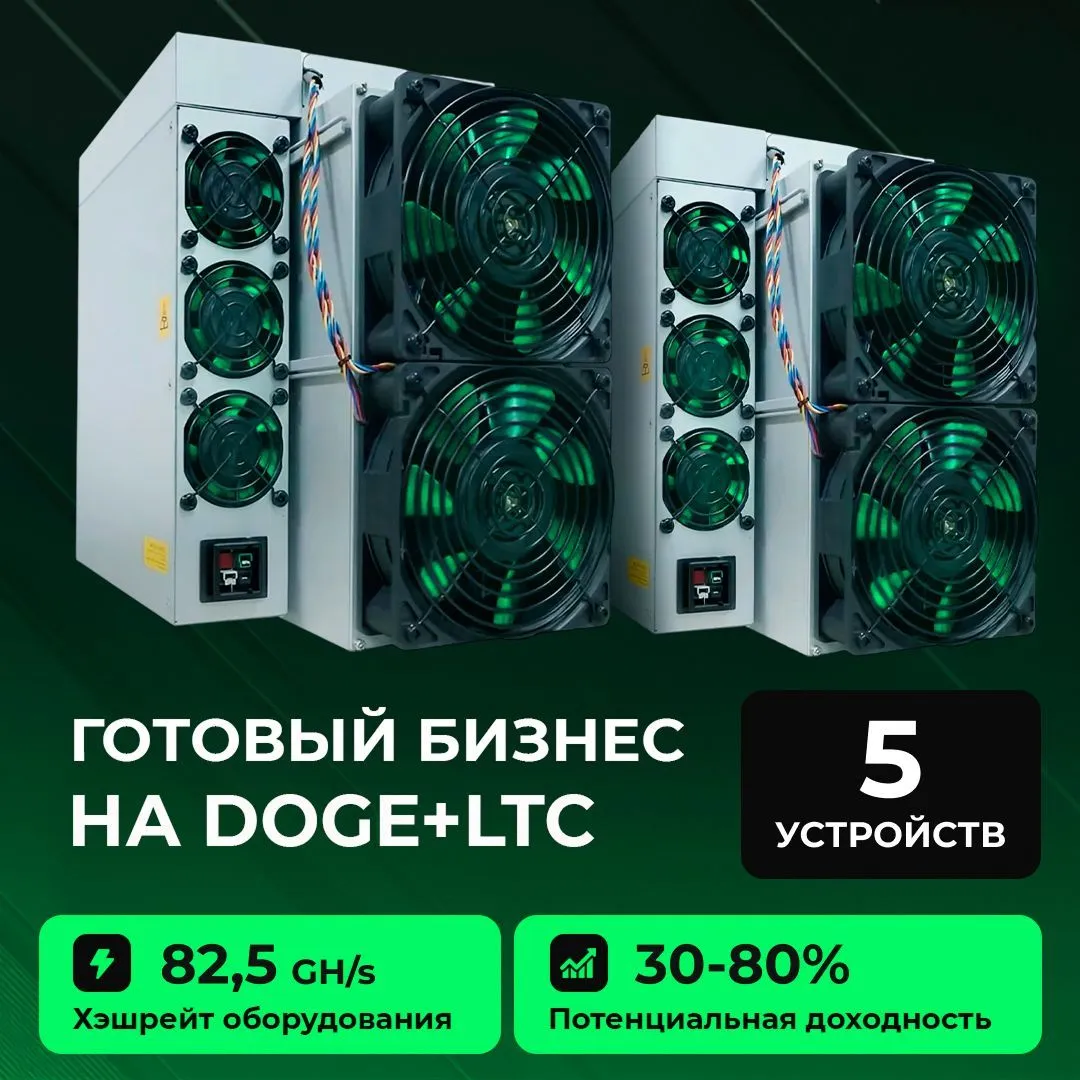 Готовый бизнес на LTC+DOGE 5 устройств